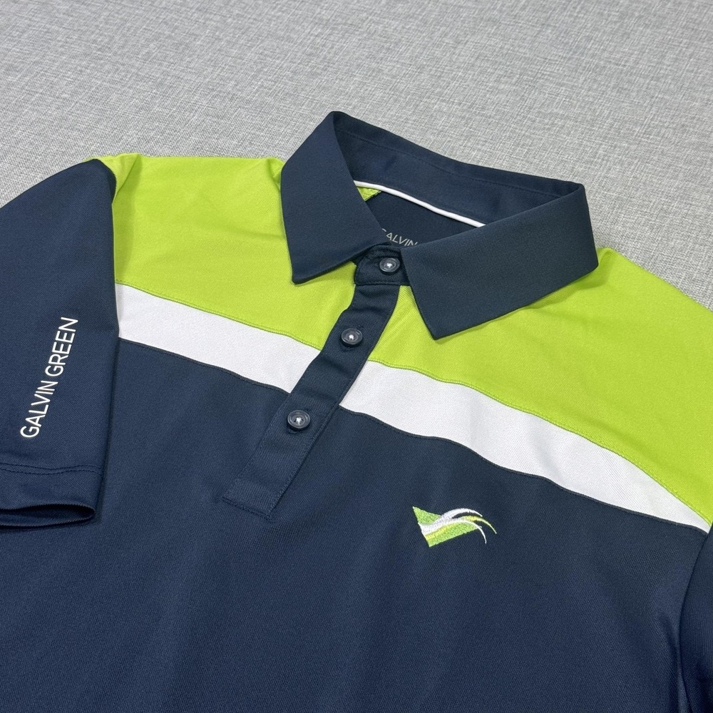 Galvin Green Miromar Golf Club Polo Shirt Mens Medium Blue Green Performance